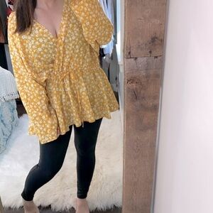 Asos yellow floral top size 22